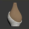 Modern Vase Shaped Sculpture Carving With Brown Spiral Patterned Body And White Base