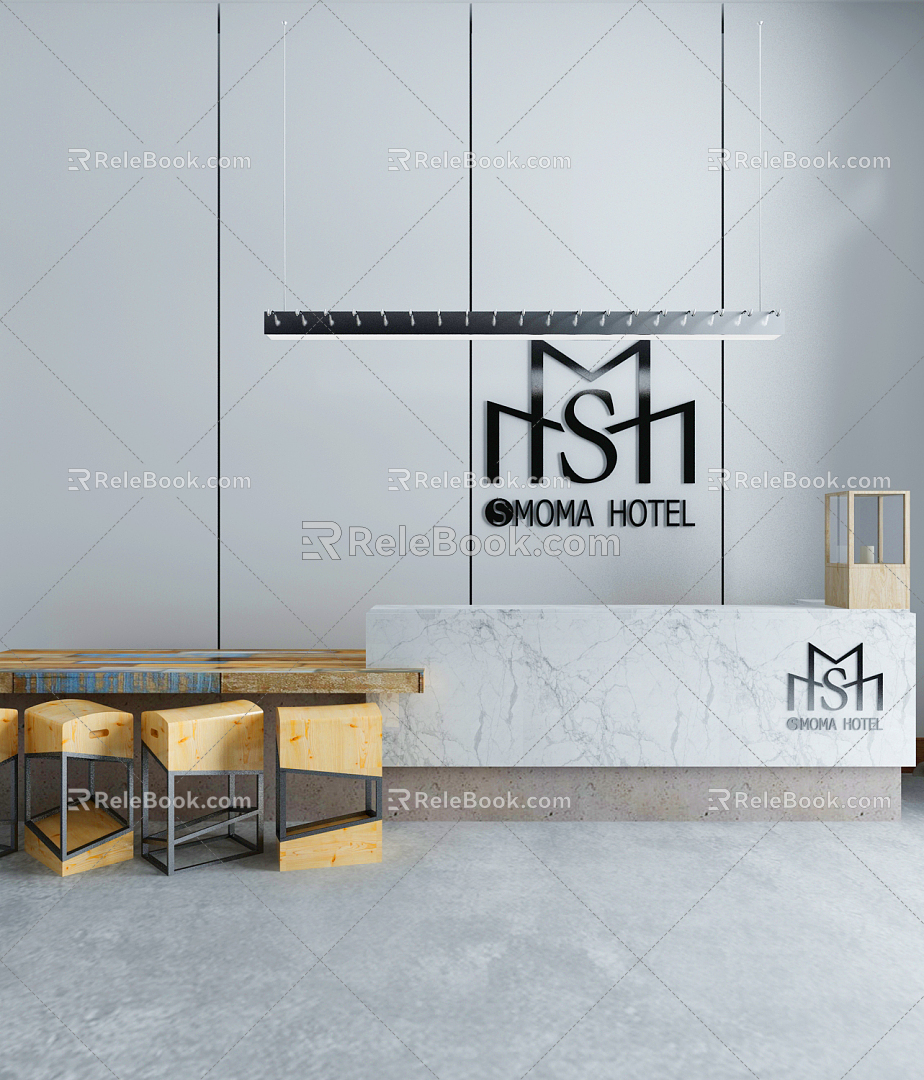 Modern Reception Desk Lobby Bar 3d model