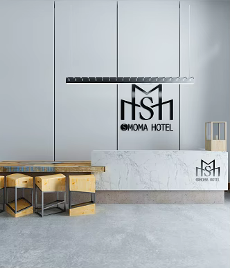 Modern Reception Desk Lobby Bar 3d model