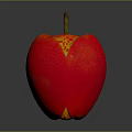 Vibrant Fresh Red Apple With Stem On Smooth Dark Background Surface