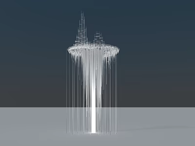 Modern White Garden Ornament With Hanging Lines And Decorative Flowing Structure 3d model