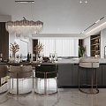 Light luxury restaurant guest restaurant kitchen 3d model