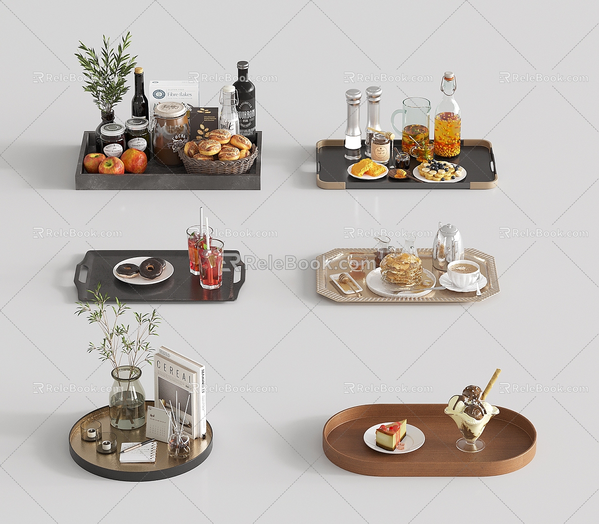 Tray Wooden Tray Metal Tray Food Beverage Coffee 3d model