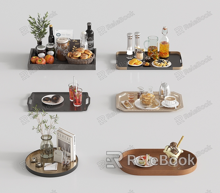 Tray Wooden Tray Metal Tray Food Beverage Coffee model