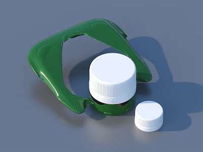 Practical Household Product With Green Container And White Lids For Daily Use 3d model