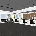 Modern Service Hall Interior With Spacious Waiting Area Marble Counter And Windows
