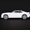 White Chevrolet Camaro Two Door Sports Car With Sleek Design On Black Background