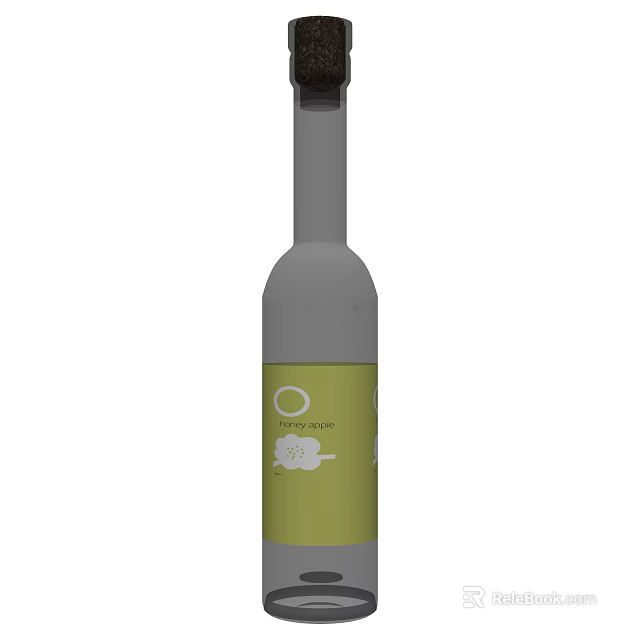 Olive Oil Bottle with Green Label and Olive Design in Glass Container 3d model 