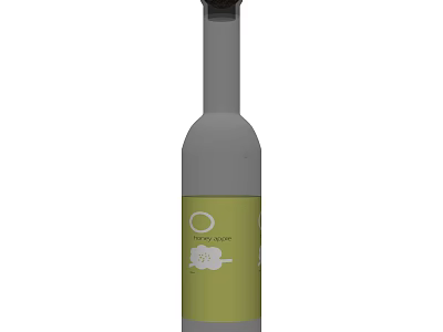 Olive Oil Bottle with Green Label and Olive Design in Glass Container 3d model