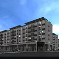 Modern Commercial Street With Multi story Buildings Storefronts And Busy Pedestrians