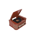 Vintage Wooden Record Player Audio System With Classic Design And Vinyl Record