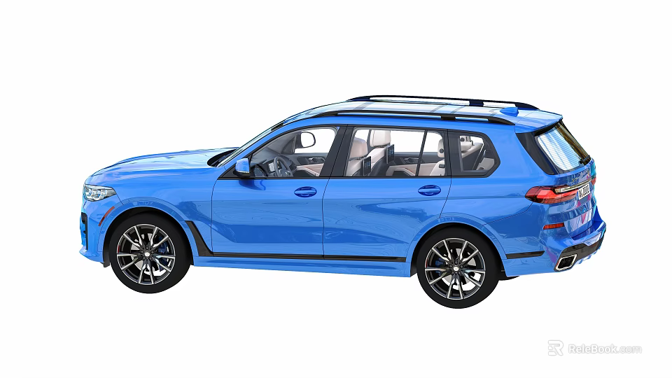 Blue SUV Car With Sleek Exterior Design Roof Rack And Sporty Wheels 3d model 