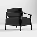 Black Accent Chair Featuring Modern Minimalist Design With Armrests And Comfortable Seat