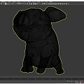 Cartoon Pig Sculpture In Sitting Position With Gray Color And Artistic Design