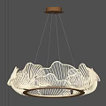 Modern White Petal Shaped Chandelier With Wavy Lines Design In Interior Space