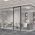 Modern Office Glass Partition Design Featuring Dot Pattern And Office Furniture