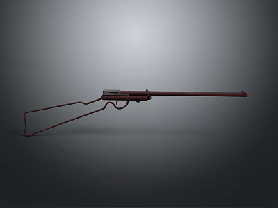 Red Rifle With Long Barrel And Curved Stock In Gray Background Simple Design 3d model