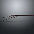 Red Rifle With Long Barrel And Curved Stock In Gray Background Simple Design