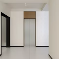 Modern Minimalist Interior With Sleek Elevator Door Wooden Accent And White Walls