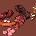 Delicious Assorted Meat Platter Featuring Grilled Steak Sausage Kebab Sliced Meat And Salami