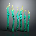 Artistic Green Plants with Hollow Stem Design and Yellow Decorative Tips