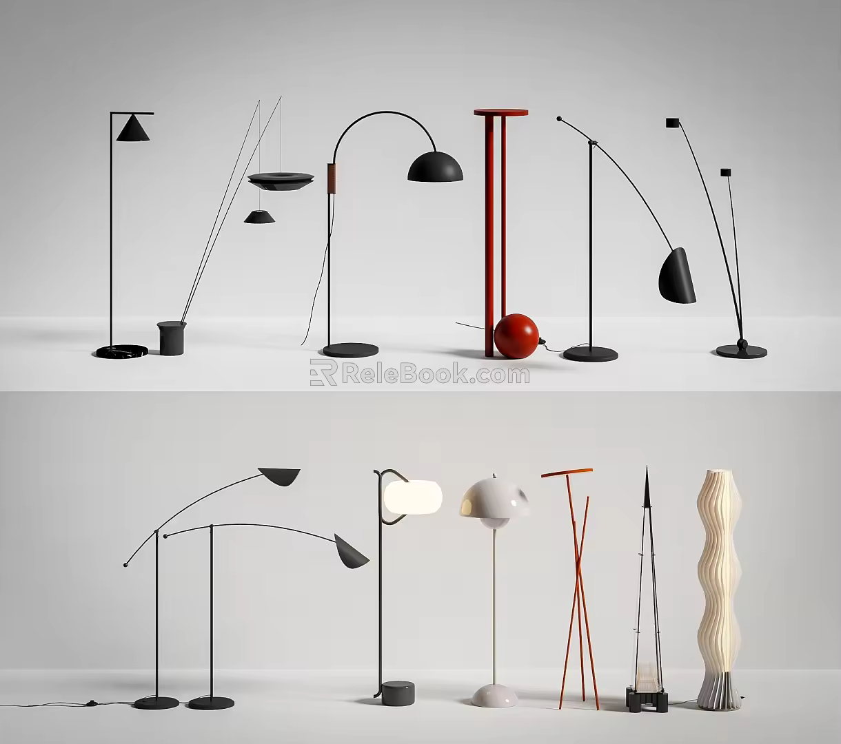 Modern floor lamp combination 3d model