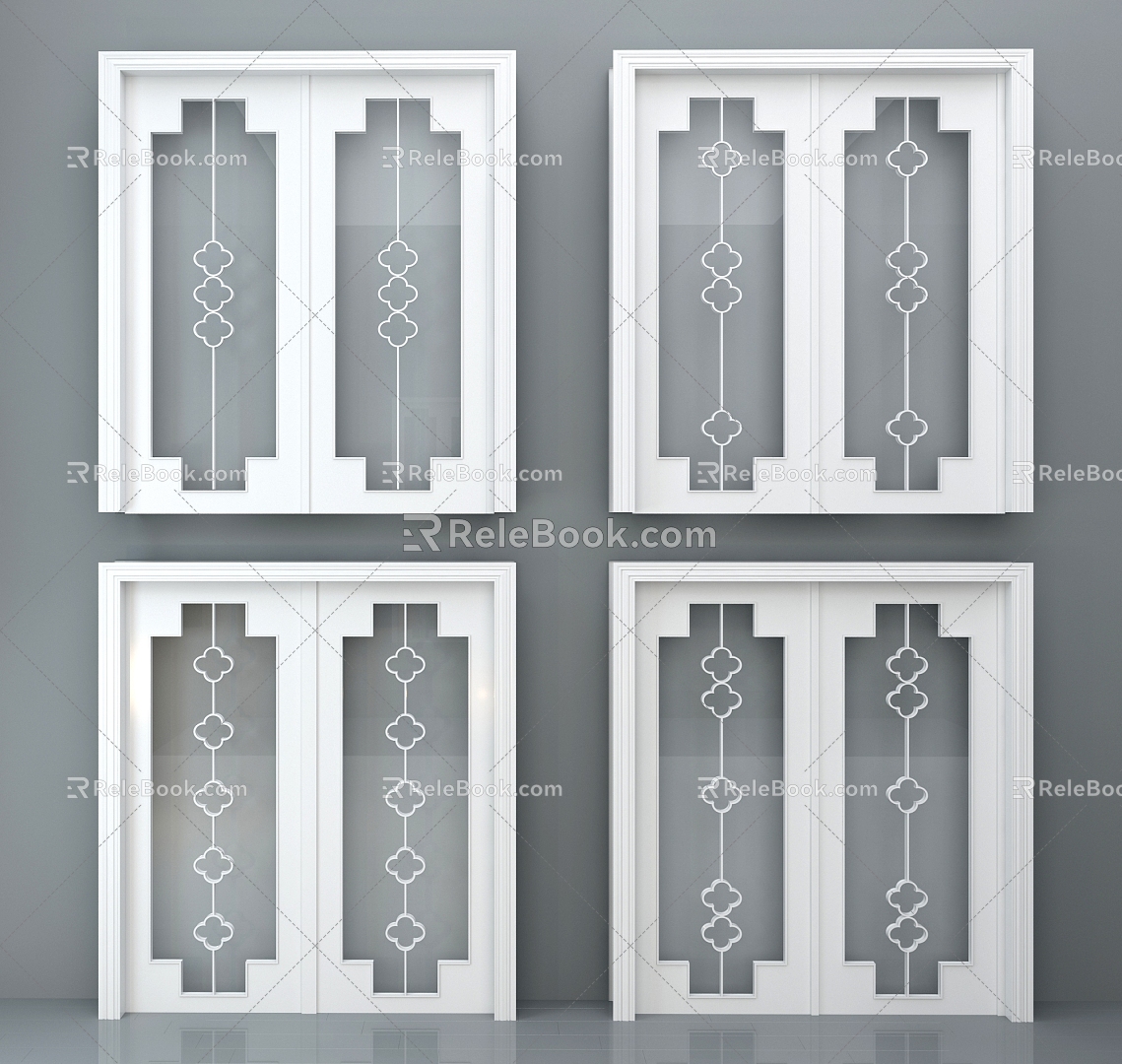 New Chinese Style sliding door sliding door kitchen door balcony door sliding door 3d model