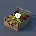 Colorful Bell Peppers in Wooden Crate with Fresh Produce Label
