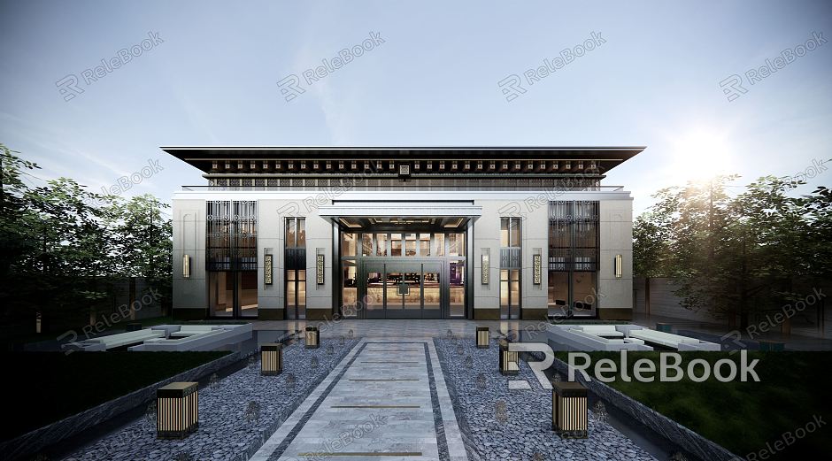 New Chinese-style Sales Office Building model