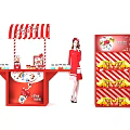 Interactive Zone Featuring Red Striped Awning Counter Colorful Drinks Candy And Display Stand 3d model