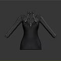 Futuristic Armor Inspired Top With Metallic Mesh Sleeves And Intricate Neckline Design