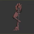 Red Mechanical Robot Featuring Humanoid Mech Design And Armored Exterior Details