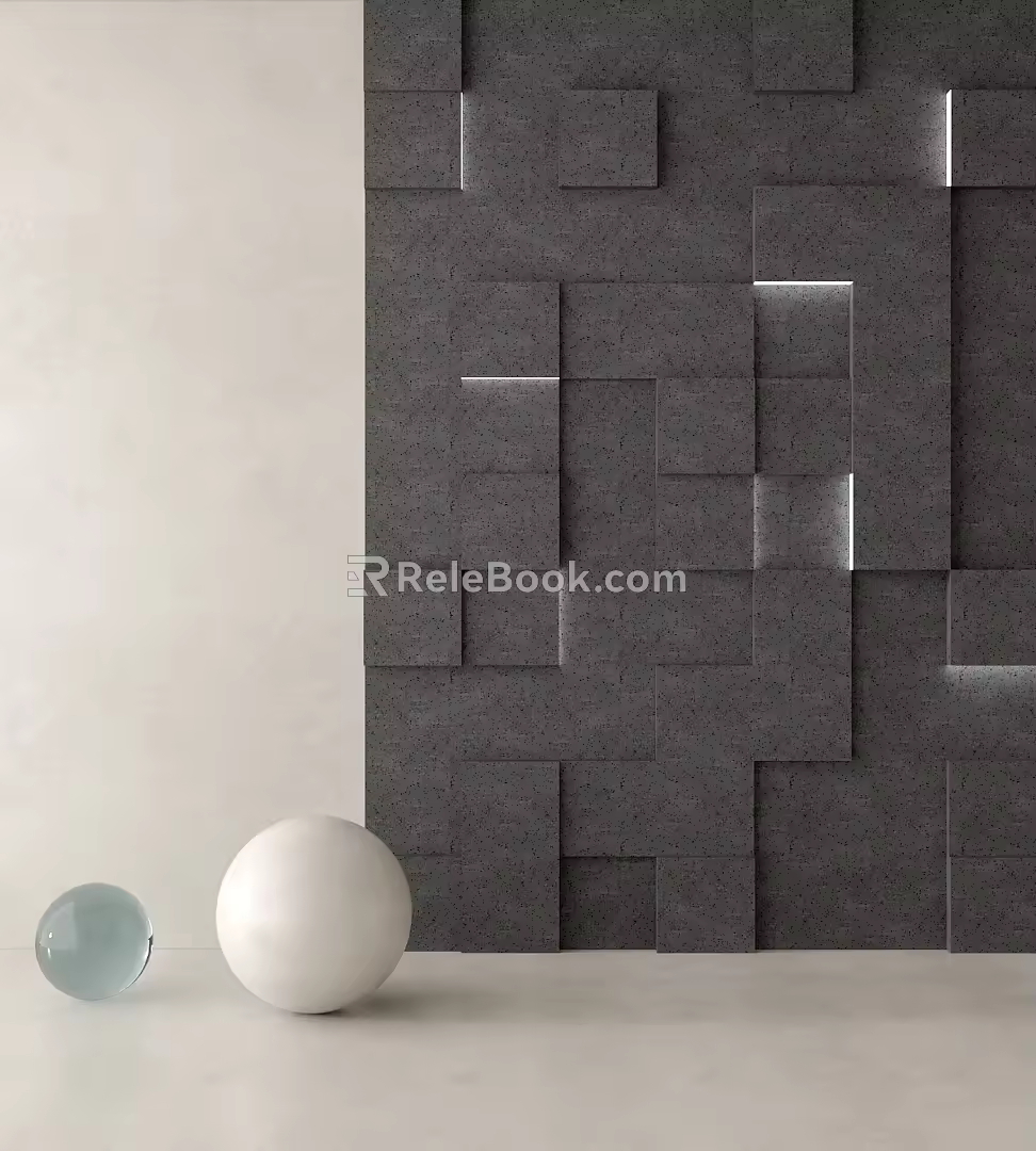 Modern stone background rubble background wall black hole stone background wall 3d model