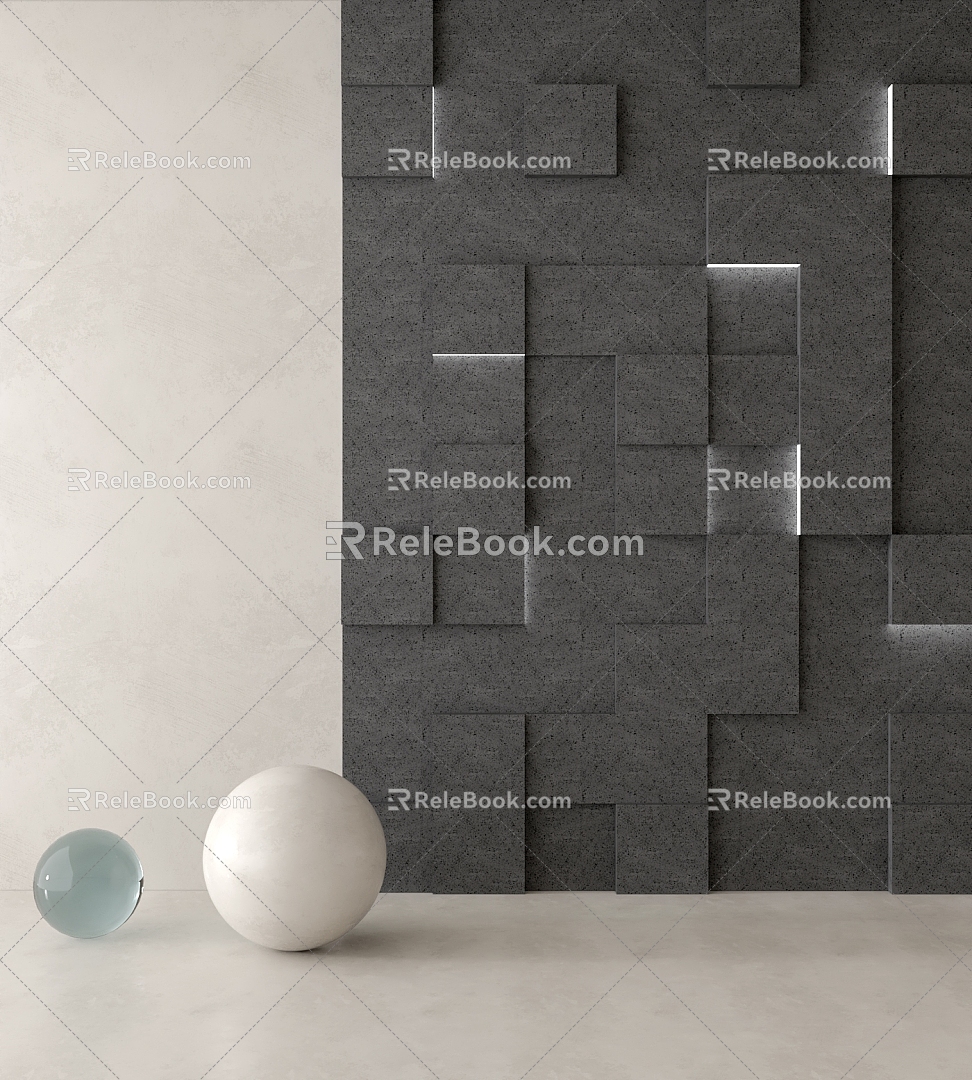 Modern stone background rubble background wall black hole stone background wall 3d model