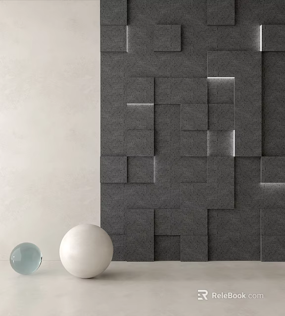 Gray Square Pattern Background Wall With Modern Geometric Design And Light Accents 3d model 