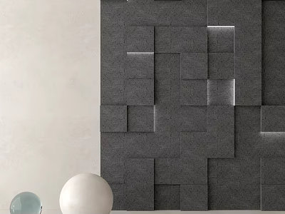 Gray Square Pattern Background Wall With Modern Geometric Design And Light Accents 3d model