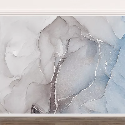 Abstract Ink Artwork With Gray Blue Fluid Textures And White Streaks 3d model