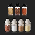 Transparent Glass Spice Jars with Black and White Lids for Kitchen Seasoning Storage