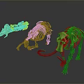 Three Golden Prehistoric Mammoth Skeletons Displayed on Dark Reflective Background