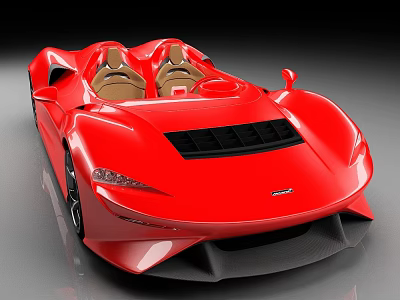 Red Convertible Sports Car With Two Brown Seats And Unique Front Design 3d model Red Convertible Sports Car With Two Brown Seats And Unique Front Design 3d model