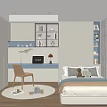 Modern Tatami Bedroom Interior Design With Desk Bookshelves Window Blinds And Light Cabinets