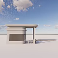 Modern Entrance Gate Design With Security Booth Under Blue Sky And White Clouds