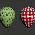 Festive Christmas Ornaments With Red Snowflake Strawberry And Green Tree Star Patterns