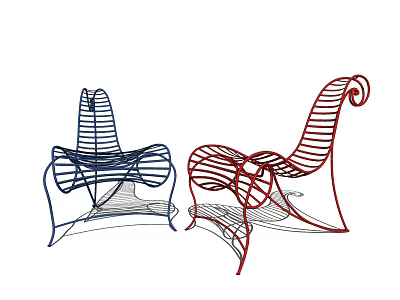 Modern Sculptural Single Chair With Colorful Wire Frame And Artistic Design 3d model