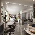 Modern Spacious Beauty Hair Salon Interior With Salon Chairs Sofa Mirrors And Plants