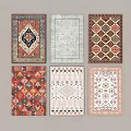 Square Rugs Showcasing Various Colorful Patterns And Traditional Modern Design Styles 3d model