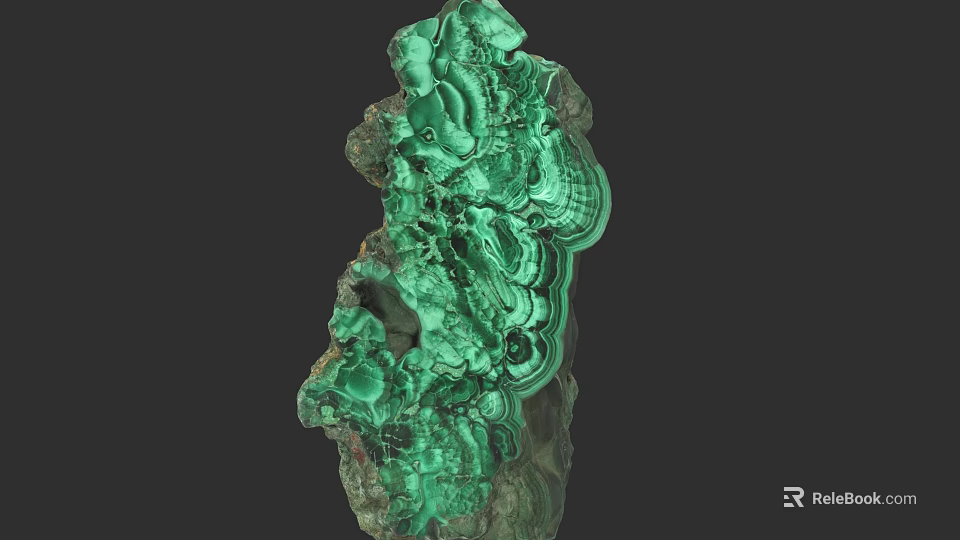 Natural Green Malachite Gemstone For Unique Jewelry Making With Intricate Texture 3d model 