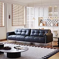Comfortable Black Genuine Leather Leisure Sofa Set For Warm Bright Modern Home Living Room
