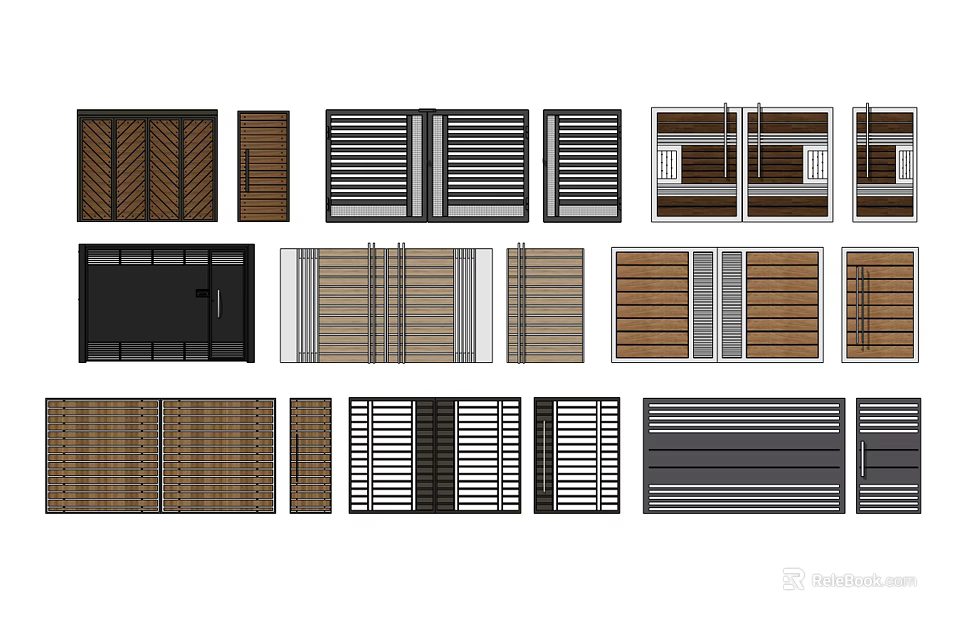 Various Door Designs With Different Panel Styles Materials And Patterns 3d model