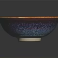Elegant Ceramic Tableware Set With Purple Blue Iridescent Bowl And Vibrant Glossy Finish